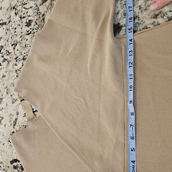 Creamy Taupe Cross over Knit midi dress - small - Picture 3 of 8